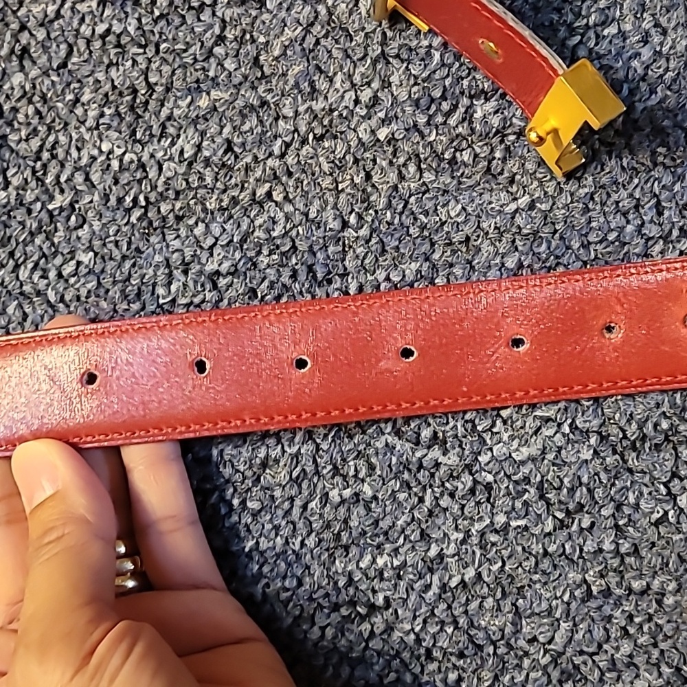 .Vintage Hermes Belt Gold Buckle Blue and Red Belt - Picture 4 of 7